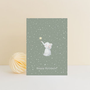 Merry Christmas Happy Holidays Elephant Card