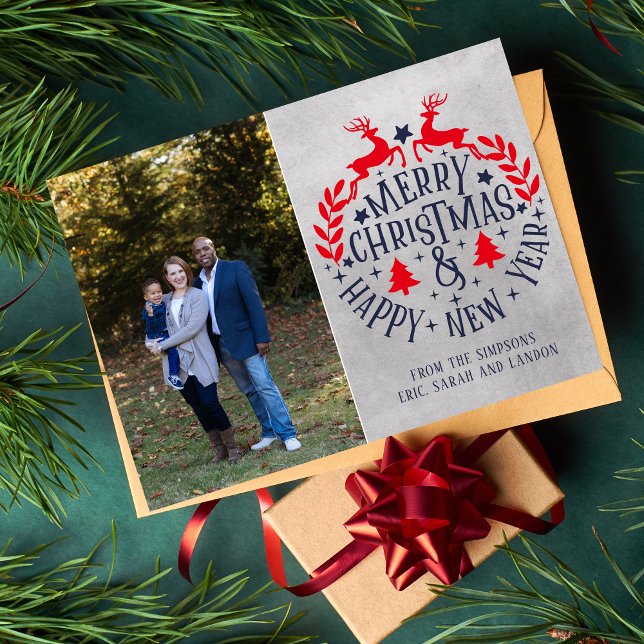 Merry Christmas Happy Holidays Family Photo Card (Creator Uploaded)