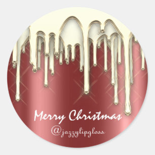 Merry Christmas Happy Holidays From GoldDripMaroon Classic Round Sticker