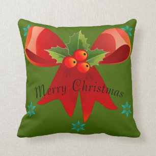 Merry Christmas/Happy Holidays Pillow (Big Bow)