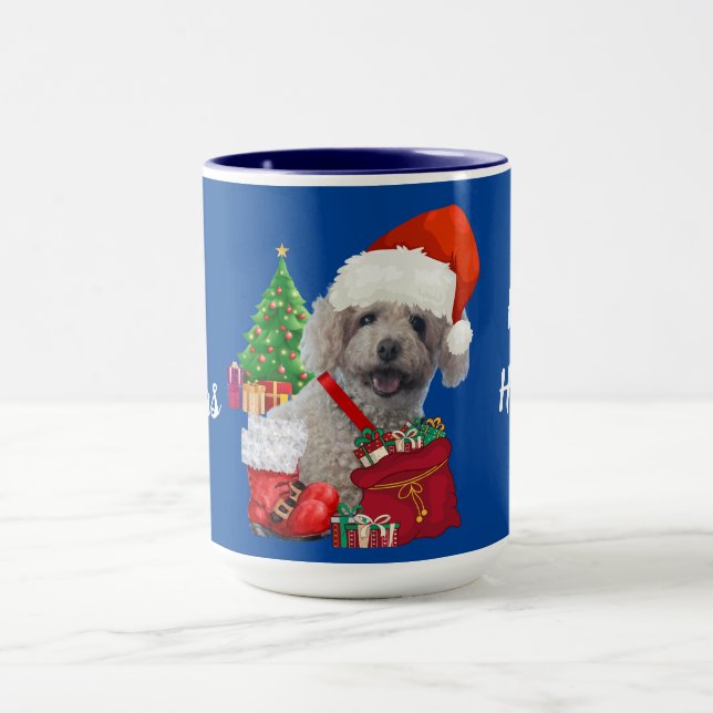 Merry Christmas Happy Holidays Poodle Mug  (Center)