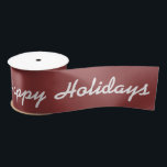 Merry Christmas Happy Holidays Red GIftwrap Satin Ribbon<br><div class="desc">This ribbon has a repeating message of "Merry Christmas" and "Happy Holidays." White text on a dark holiday red background. Perfect for holiday gifts,  this could also be incorporated into Christmas themed sewing projects or decorations.</div>