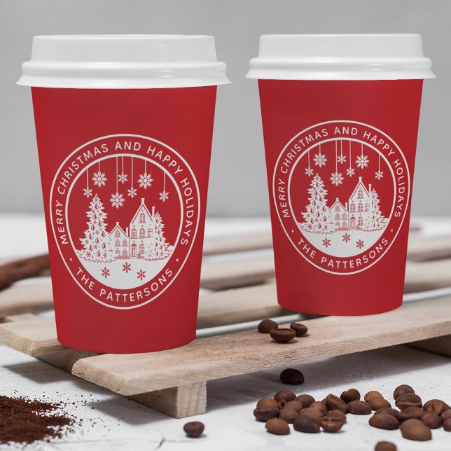 Merry Christmas Happy Holidays Winter Personalised Paper Cups (Creator Uploaded)