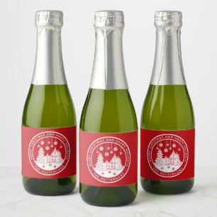 Merry Christmas Happy Holidays Winter Personalised Sparkling Wine Label