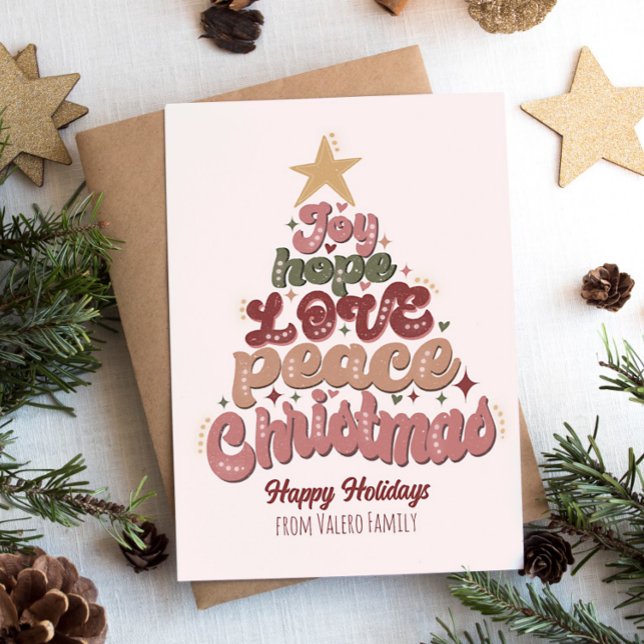 Merry Christmas Happy Holidays Xmas Tree Family Holiday Card (Creator Uploaded)
