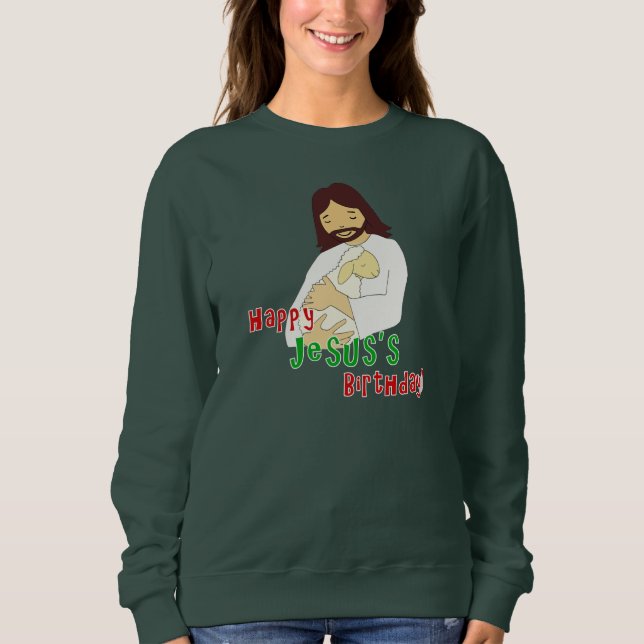 Merry Christmas Happy Jesus's Birthday Jesus Lamb Sweatshirt (Front)