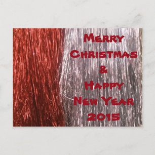 Merry Christmas & Happy New Year 2015 decorations Holiday Postcard