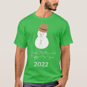Merry Christmas Happy New Year 2022 Cute Snowman H T-Shirt