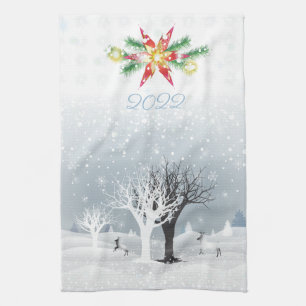 Merry Christmas & Happy New Year! 2022 XMAS Snow K Tea Towel