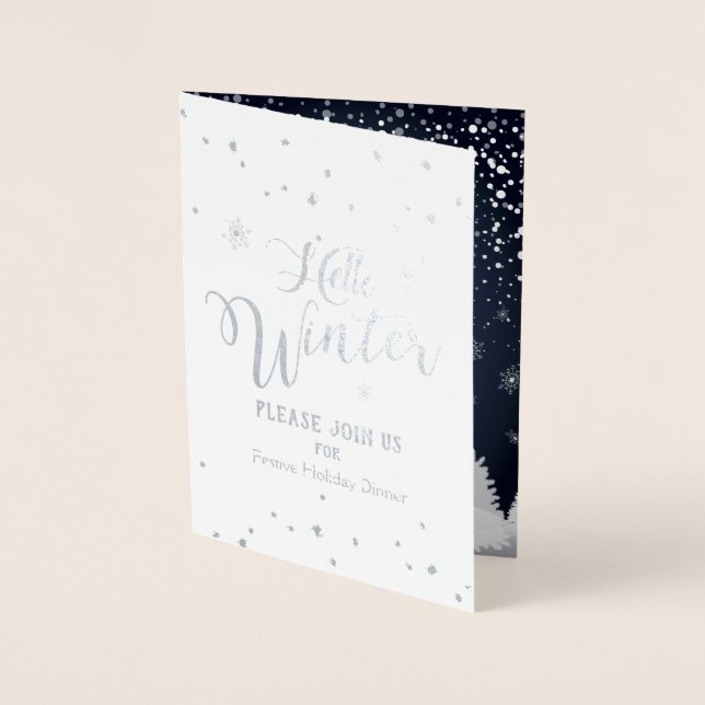 Merry Christmas & Happy New Year! 2026 Winter Snow Foil Card (Front)