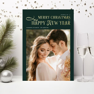 Merry Christmas Happy New Year 2 Photos Dark Green