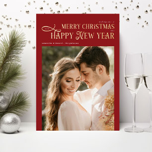 Merry Christmas Happy New Year 2 Photos Red