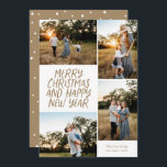 Merry Christmas Happy New Year 4 Photo Collage Hol Holiday Card<br><div class="desc">This stylish 4-Photo holiday card features handwritten style greeting and a photo collage. The reverse features a floating dot pattern. All colours are customisable.</div>