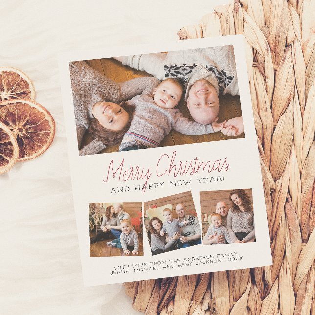 Merry Christmas & Happy New Year 4 Photos Collage Postcard (Creator Uploaded)