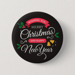 Merry Christmas & Happy New Year 6 Cm Round Badge