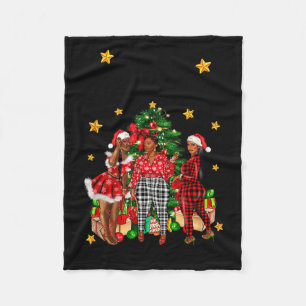 Merry Christmas Happy New Year African American Bl Fleece Blanket