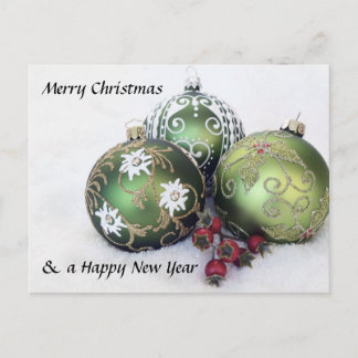 Merry Christmas & Happy New Year bauble Postcard