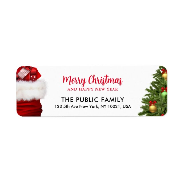 Merry Christmas Happy New Year Best Return Address (Front)
