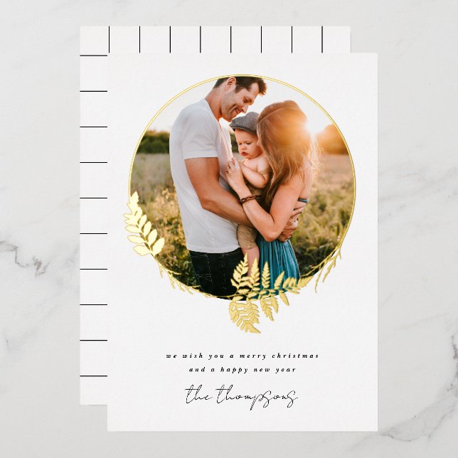 Merry Christmas Happy New Year Botanical Photo (Front/Back)