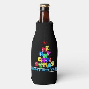 Merry Christmas Happy New Year Bottle Cooler