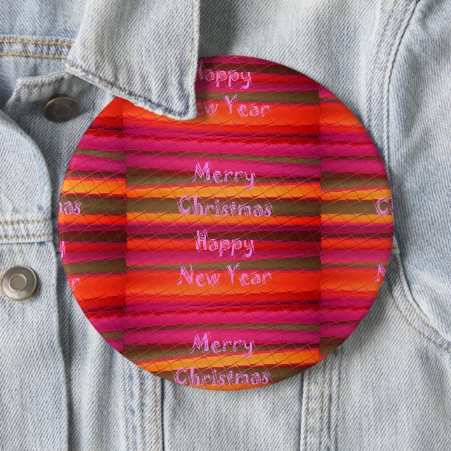 Merry Christmas Happy New Year Canvas Colour Desig 6 Cm Round Badge (In Situ)