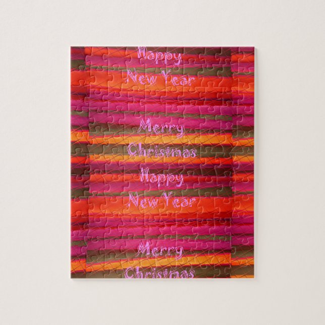 Merry Christmas Happy New Year Canvas Colour Desig Jigsaw Puzzle (Vertical)
