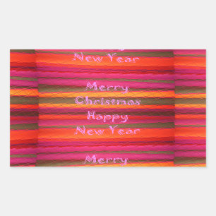 Merry Christmas Happy New Year Canvas Colour Desig Rectangular Sticker