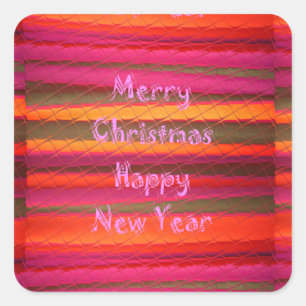Merry Christmas Happy New Year Canvas Colour Desig Square Sticker