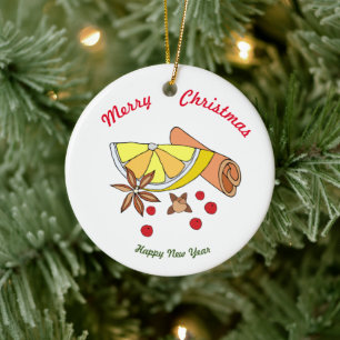Merry christmas Happy New Year  Ceramic Ornament