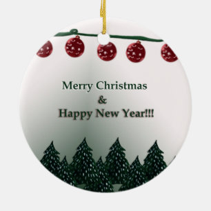 Merry Christmas, Happy New Year Ceramic Tree Decoration