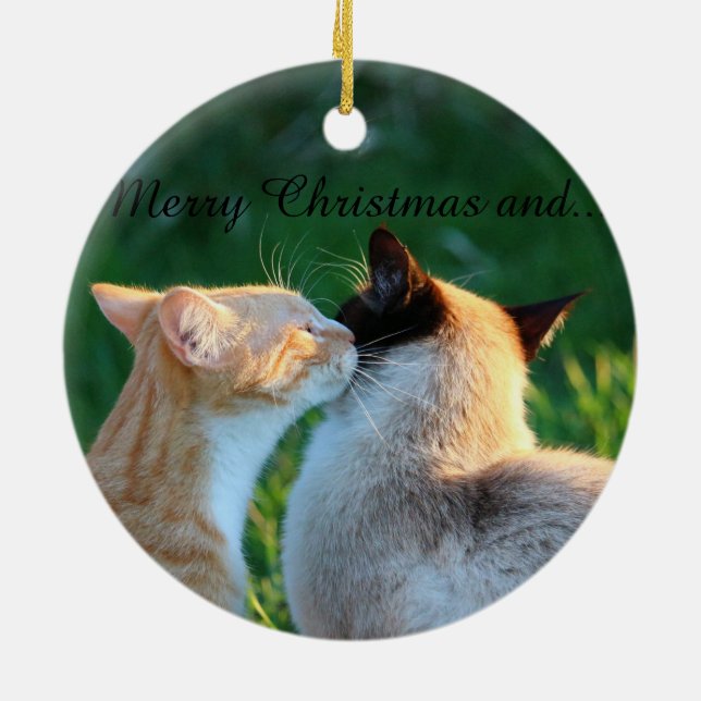 Merry Christmas, happy new year Ceramic Tree Decoration (Back)