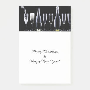 Merry Christmas & Happy New Year, Champagne Wine Post-it Notes