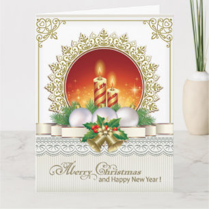 Merry Christmas Happy New Year Christmas Ornament Card