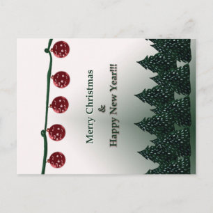 Merry Christmas, Happy New Year Christmas Postcard