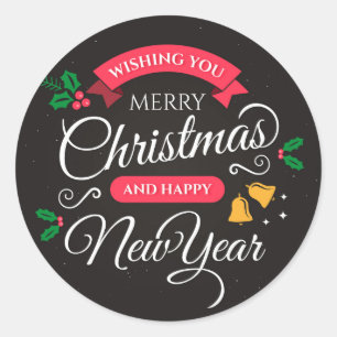 Merry Christmas & Happy New Year Classic Round Sticker