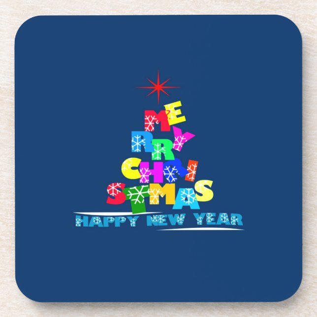 Merry Christmas Happy New Year Coaster (Front)