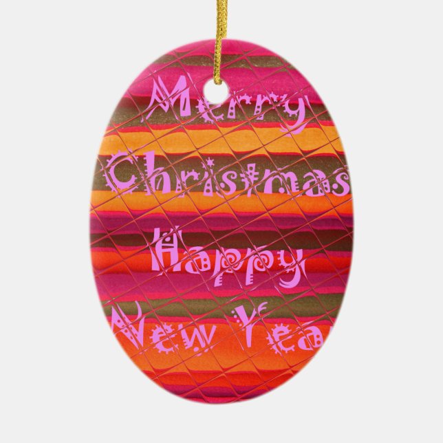 Merry Christmas Happy New Year Collection Ceramic Tree Decoration (Front)