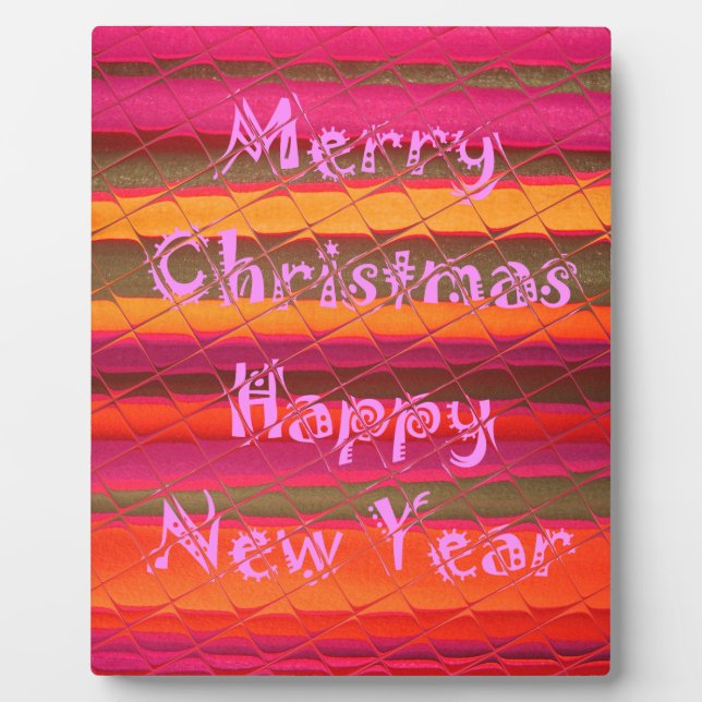 Merry Christmas Happy New Year Color Design Plaque (Front)