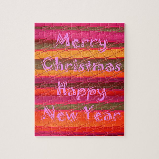 Merry Christmas Happy New Year Colour Design Jigsaw Puzzle (Vertical)