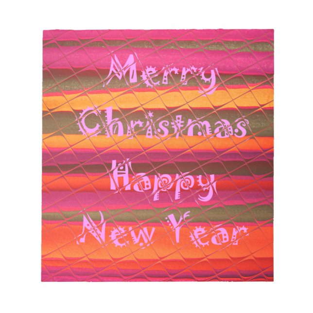 Merry Christmas Happy New Year Colour Design Notepad (Front)