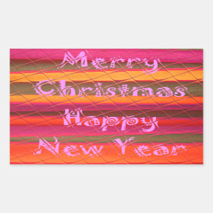 Merry Christmas Happy New Year Colour Design Rectangular Sticker