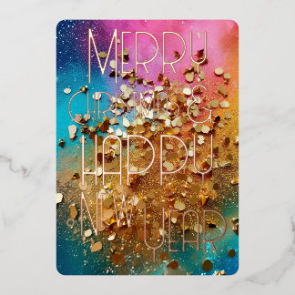 Merry Christmas Happy New Year Colourful Glitter