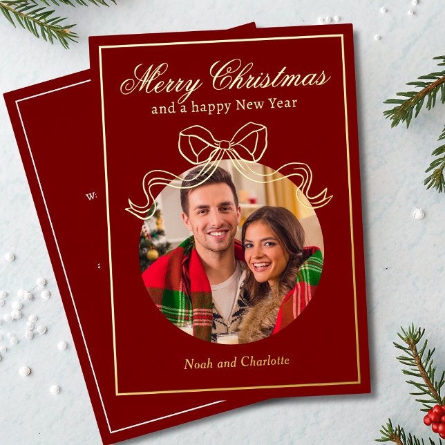 Merry Christmas Happy New Year Coquette Bow Photo (Creator Uploaded)