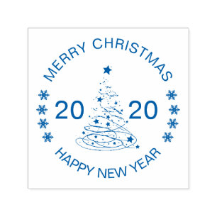 Merry Christmas Happy New Year customisable Self-inking Stamp