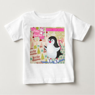 Merry Christmas Happy New Year Cute Penguin Baby T-Shirt