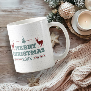 Merry Christmas Happy New Year Deer ID612 Coffee Mug