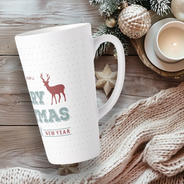 Merry Christmas Happy New Year Deer ID612 Latte Mug (Creator Uploaded)