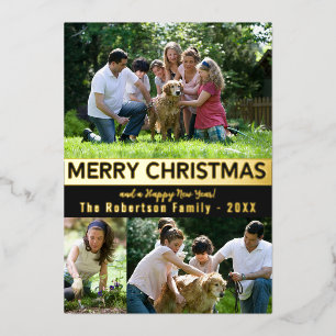 Merry Christmas Happy New Year Elegant Black Gold