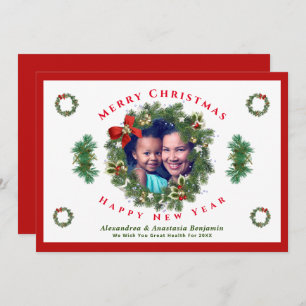Merry Christmas Happy New Year Family Photo Custom Holiday Card