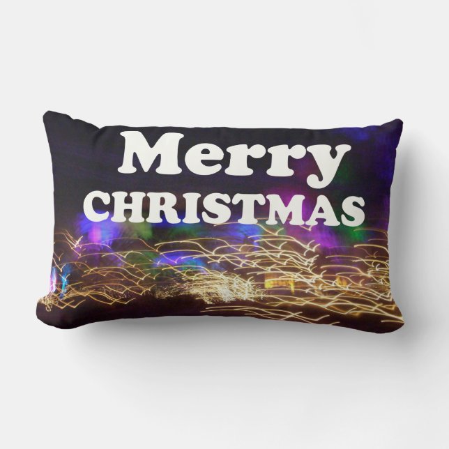 Merry Christmas Happy New Year Fireworks Art Print Lumbar Cushion (Front)